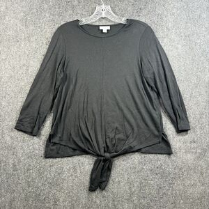 J.Jill Top Women's Extra Small Black Front Tie ¾ Sleeve